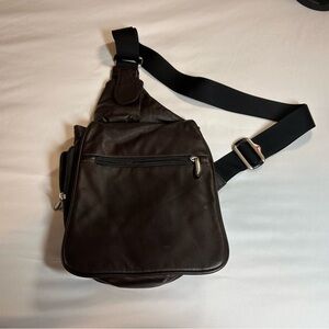 Travelon Anti Theft Brown Leather Sling Bag Vintage